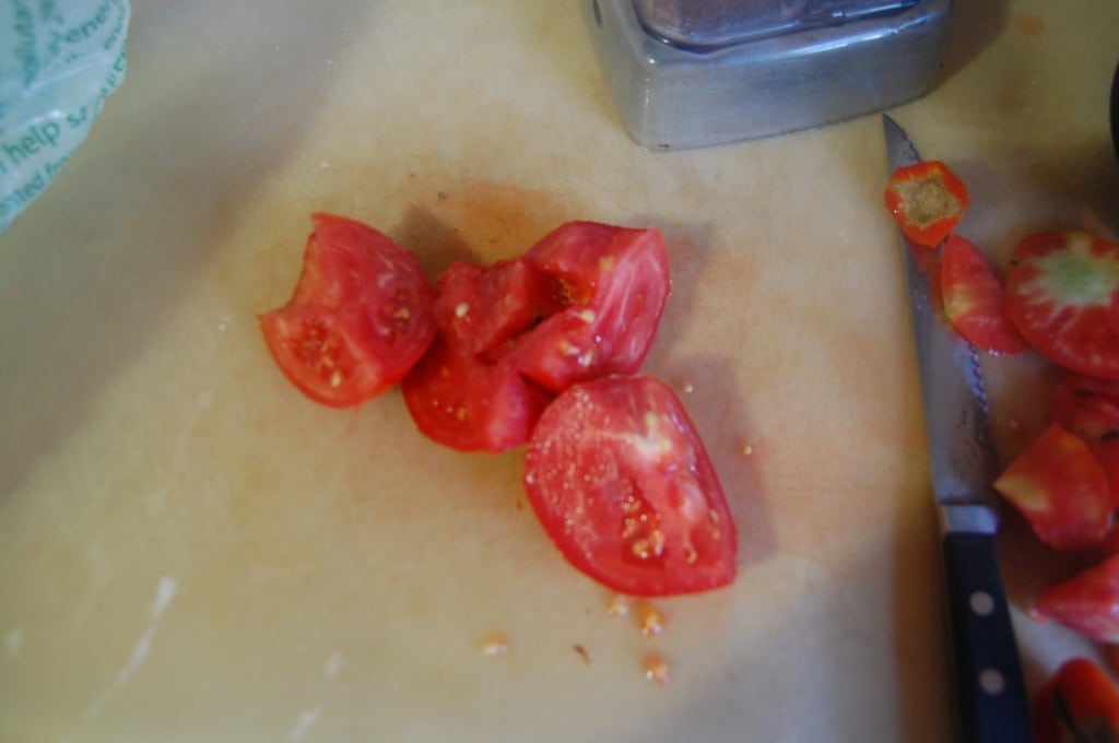 quartered tomatoes