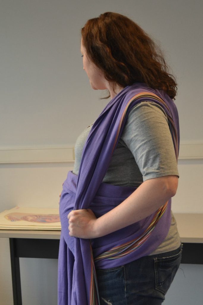 pregnant belly rebozo during labor